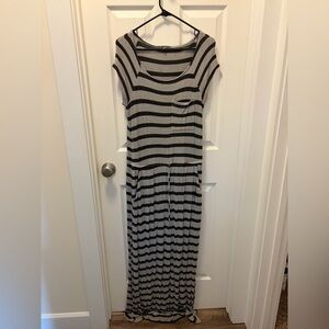 Striped Black and Gray Maxi Dress